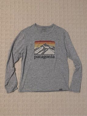 Patagonia Men's Gray Long-Sleeve Graphic Logo Tee